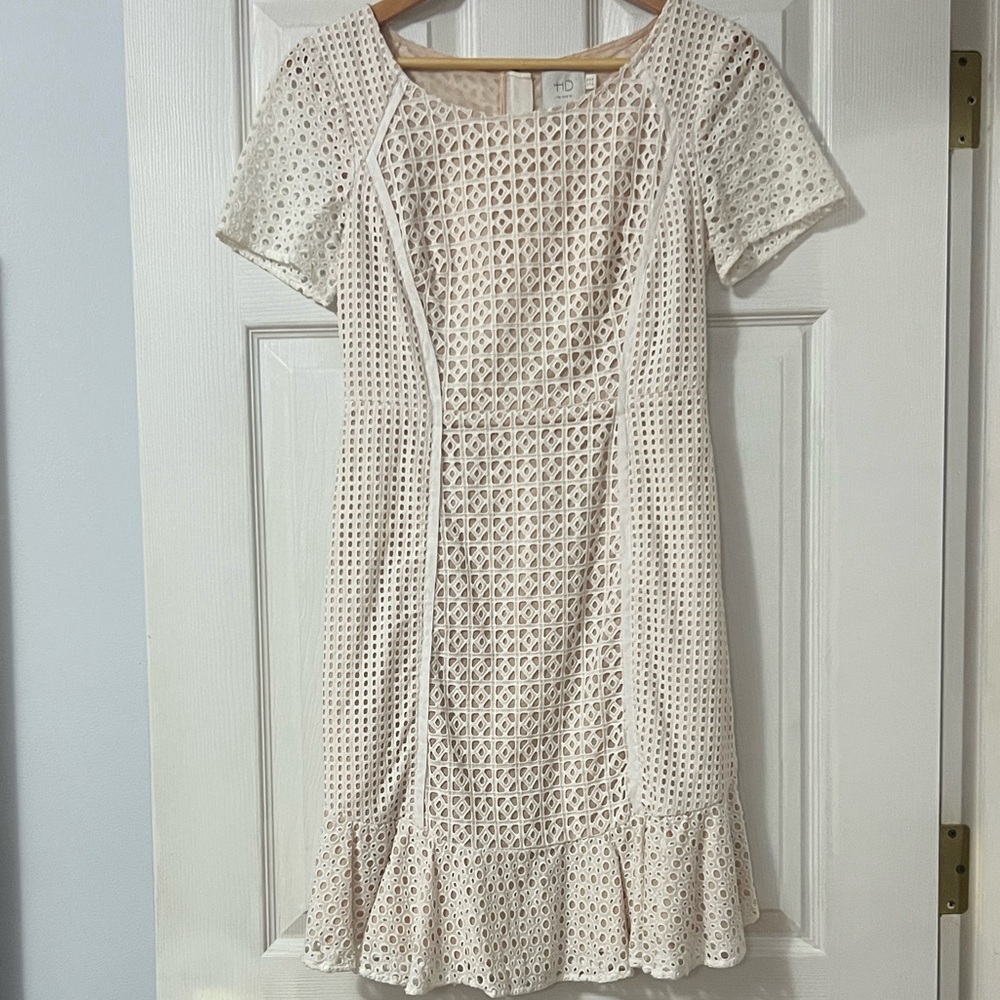 Anthropology HD in Paris Cream Eyelet Mini Dress